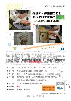 保護犬・保護猫のこと、知っていますか？(12/3)