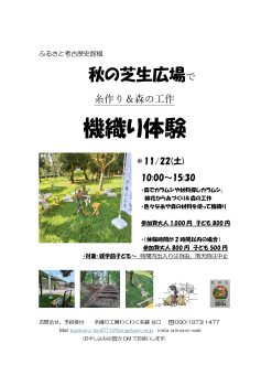 秋の芝生広場で糸作り＆森の工作機織り体験(11/22)